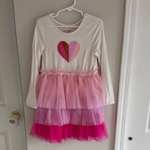 Cat & Jack Pink Heart Dress with Tulle Skirt